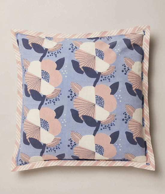 block printed floral design cushion