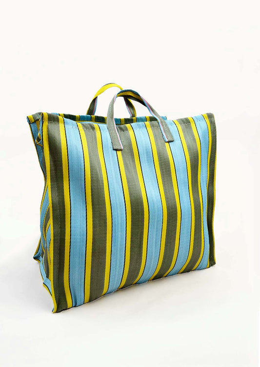 Stripe Market Bag | Khaki & Sky