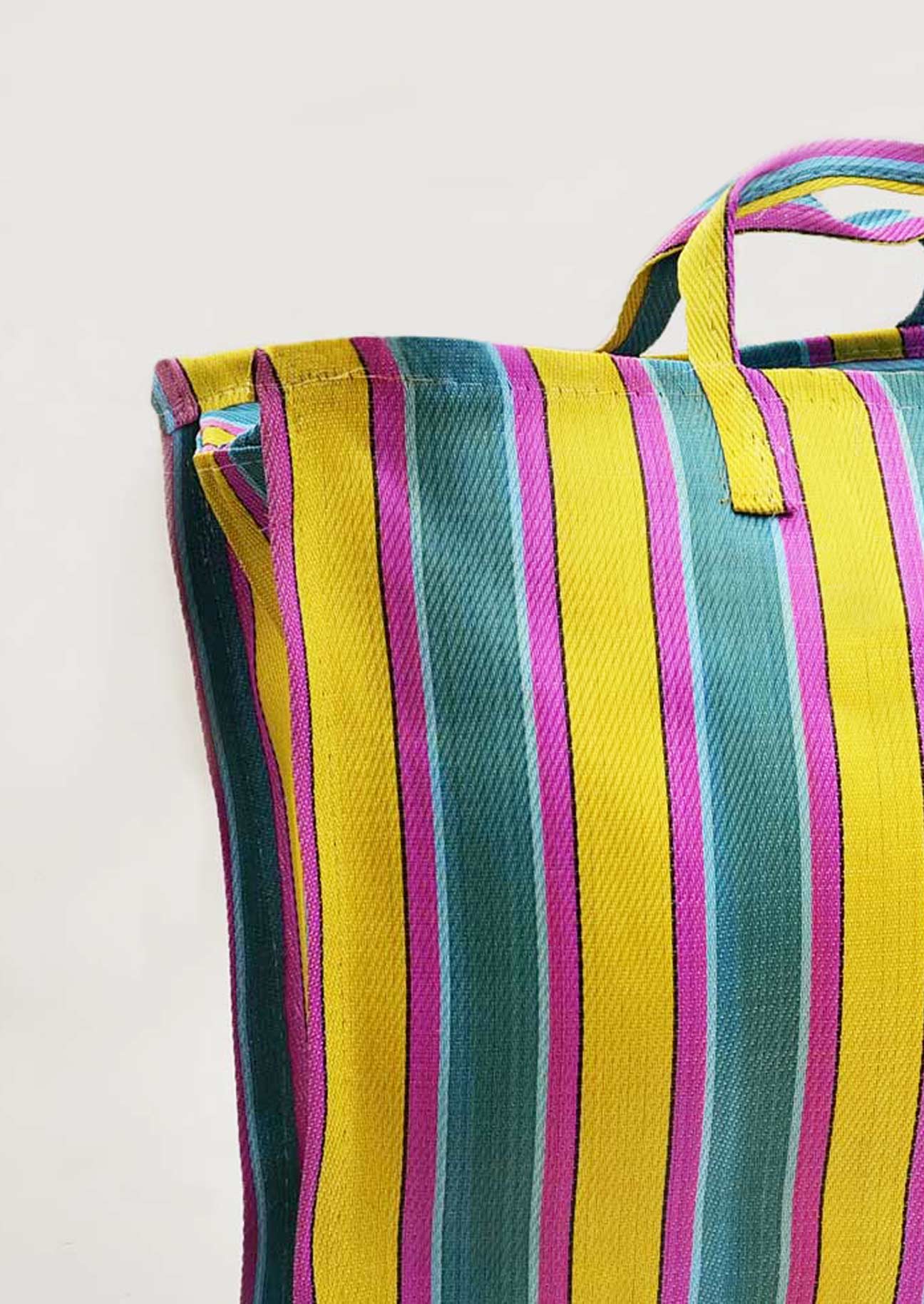 Stripe Market Bag Corn Turquoise