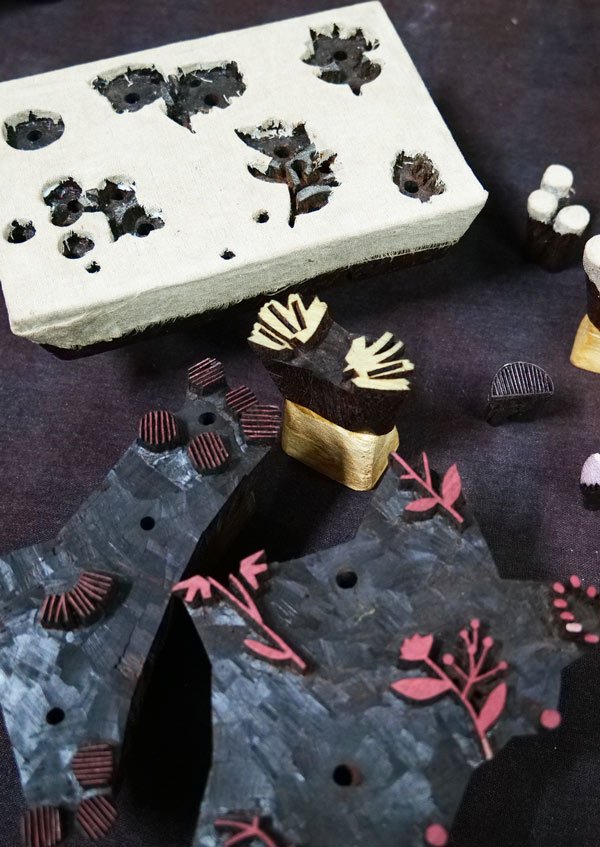 Detail of Indian block printing kit.