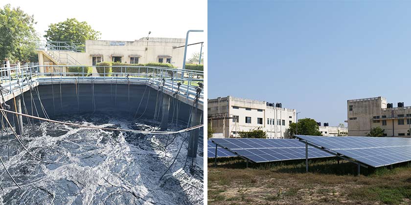 Solar panels and water purification system.