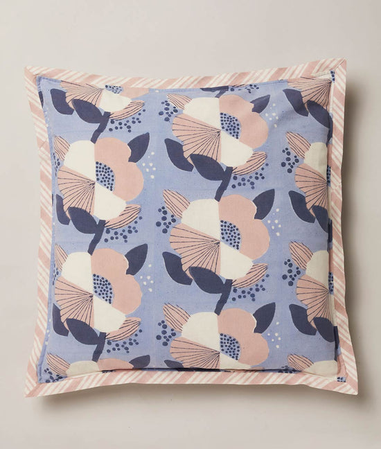 block printed floral design cushion