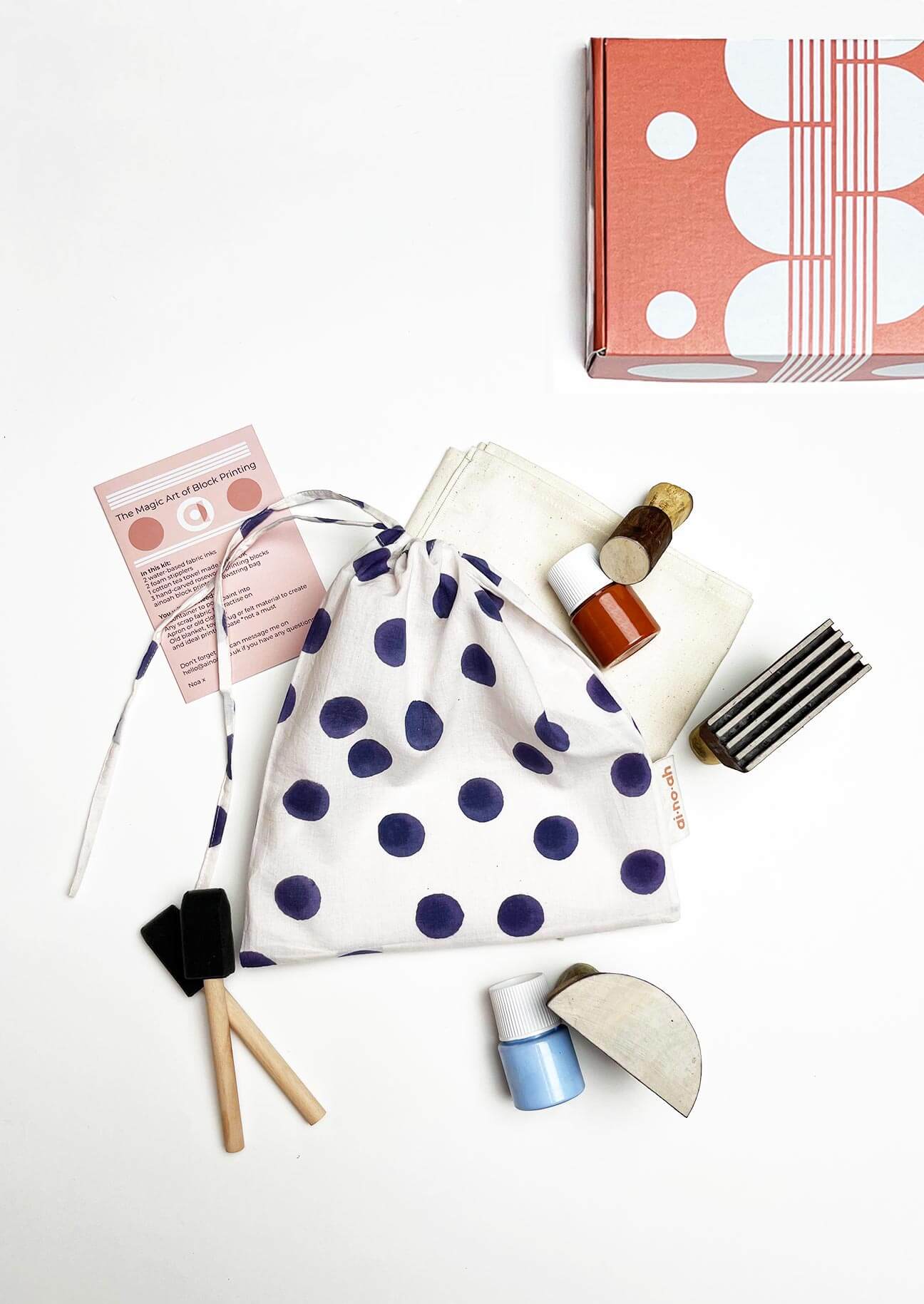 ainoah Block Printing Kit | Dot Dot, Sky Blue & Cinnamon